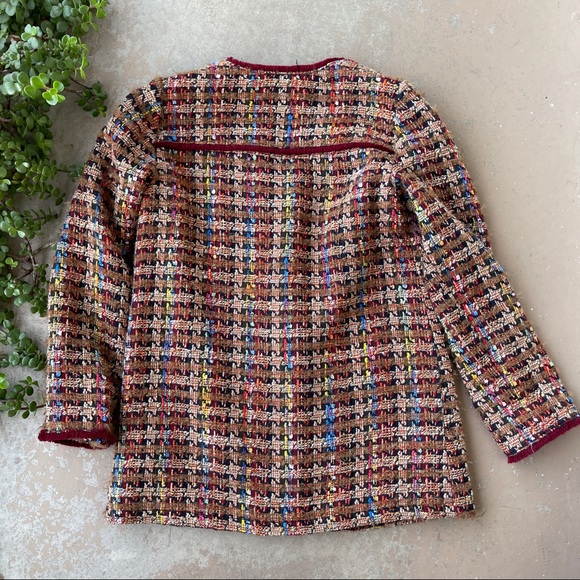 ETT TWA Anthropologie Harlequin Tweed Coat Blazer - Picture 3 of 5